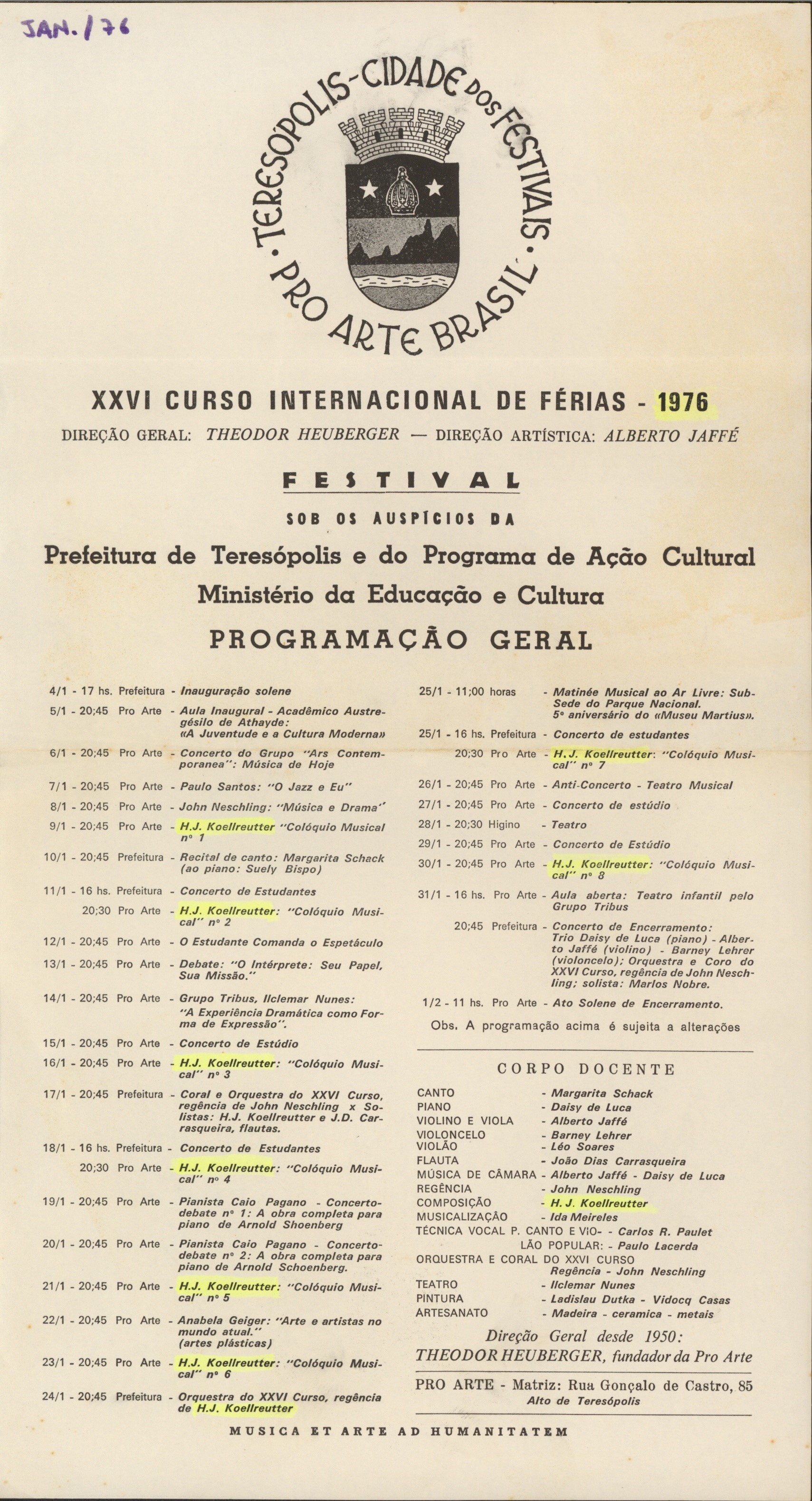 Cartaz: XXVI - Curso Internacional de Frias Pro-Arte